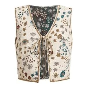 SweatyRocks Women's Floral Print V Neck Vest Tie Front Sleeveless Boho Vests Tops Medium