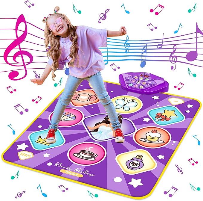 Dance Mat Toys for Kids, Purple Princess Electronic Dance Pad Game with 5 Gaming Modes, Dance Toys with LED Lights, Builtin Music, Ideas Christmas Birthday Gifts for 5+ Year Old Toddler Girls