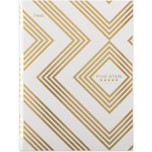 Five Star Composition Book, College Ruled Paper, 7-1/2" x 9-3/4", 80 Sheets, Hardcover, Metallic Gold Geo (850165F-ECM)