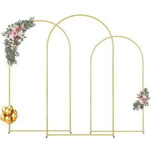 VEVOR Arch Backdrop Stand, 8Ft,7.2Ft&6.6Ft, Set of 3 Balloon Metal Arch Stand for Ceremony, Gold Wedding Arch Backdrop Stand, Fit for Birthday Party, Baby Shower, Graduations, Holiday