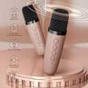 Mini Karaoke Machine, Portable Bluetooth Karaoke Speaker with 2 Wireless Microphones and Party Lights for Kids and Adults, Birthday Gifts for Girls Boys Family Home Party (Rose Gold)
