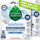 Seventh Generation Dishwasher Detergent Packs Free & Clear Pack of 2 for sparkling dishes Dishwasher tabs 45 count