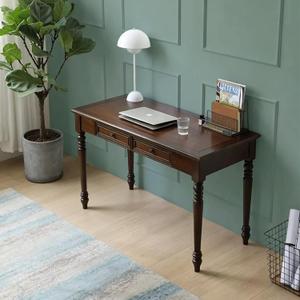 Solid Wood Writing Desk with Drawers, 39" Vintage Wooden Office Desk