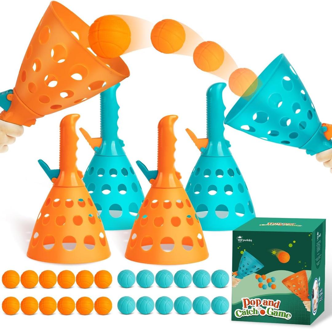punkdog Pop and Catch Ball Game with 24 Balls and 4 Catch Launcher Baskets - Outdoor Indoor Game Activities, Christmas Beach Sport Summer Beach Toys for Kids Ages 4 5 6 7 8 10 12+ punkdog Pop and Catch Ball Game with 24 Balls and 4 Catch Launcher Baskets - Outdoor Indoor Game Activities, Christmas Beach Sport Summer Beach Toys for Kids Ages 4 5 6 7 8 10 12+
