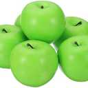 PATIKIL 5 Pcs Artificial Apples, Foam Simulation Fake Green Apple Lifelike Realistic Faux Fake Fruit Model for Home Kitchen Party Decoration, Photography Props