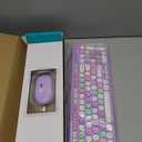 Wireless Keyboard and Mouse Combo, Retro Typewriter Keyboard with Round Keycaps, 2.4GHz USB Cute Wireless Keyboard Mouse for Computer, Desktop, Laptop (Purple Colorful)