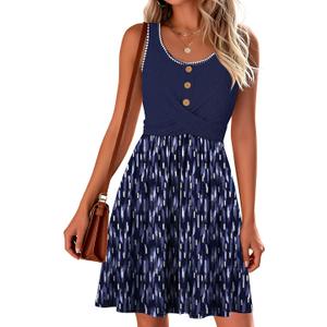 Summer Dresses for Women 2026 Trendy Twist Front Waffle Knit Dress Flowy Sleeveless Sundresses (Blue, M)