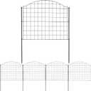 Sunnydaze Arched Grid 12.5' Set of 5 Decorative Garden Fence Panels - Steel Border Fencing - 28" W x 25.5" H Per Panel - Black