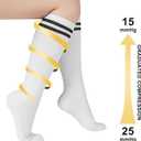 Shihanee 3 Pairs Striped Compression Socks for Men Women 15-25mmHg Circulation Knee High Athletic Socks for Support Nurse(Black, White, Gray)