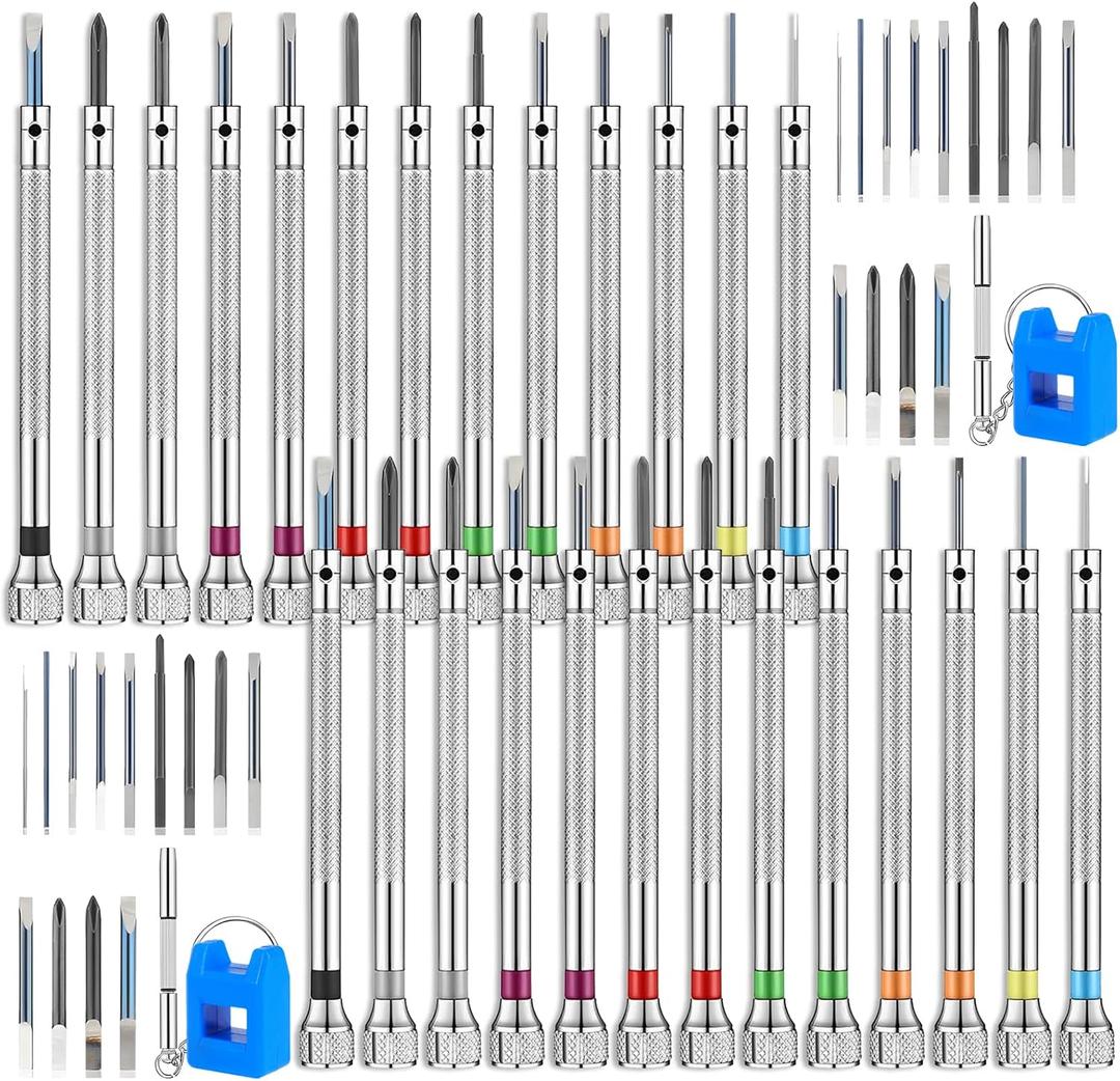 26pcs Precision Watch Screwdriver Set 0.6-2.0mm Small Jewelers Screwdriver Set High Hardness Steel Micro Cross Screwdriver Kit Glasses Repair Kit for Watch Eyeglasses Jewelry Work Electronics Repair