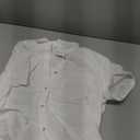 siliteelon Linen Shirts for Women Button Down Shirts Short Sleeve Cotton Collared V Neck Solid Casual Blouses with Pocket (Large, White)