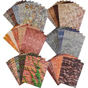 60 Sheets Self-Adhesive Dollhouse Wallpaper Flooring Aesthetic Stickers for Dollhouse Accessories Scrapbooking Journaling Junk Journal Cottagecore