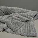 decorUhome Soft Fleece Light Grey Throw Blanket for Couch, Cozy Fluffy Plush Flannel Striped Blanket for Sofa Bed, Lightweight Decorative Ribbed Fuzzy Blanket for Woman, 152x64Inches