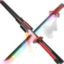 EVADA Neon LED Spark Sword with Sound and Fog, Type-C Recharge, 31.5" Glowing Ninja Blade Weapon for Kids and Adults, Toys for Cosplay, Rave and HalloweenRed
