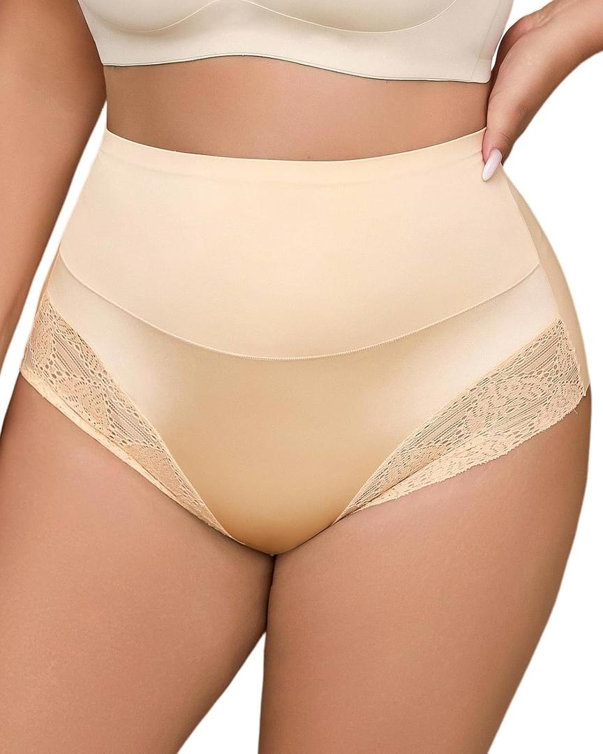 Shapewear for Women Tummy Control Panties Lace Plus Size Tummy Control Shapewear Beige, 2XL