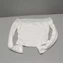 Women's Lace Off The Shoulder Tops Long Sleeve y2k T Shirts Fitted Crop Tops, Size XXS