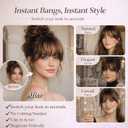 Clip in Bangs, 100% Real Human Hair French Fake Bangs Hair Clip for Women Dark Brown Natural Curtain Fringe with Temples Hairpieces for Daily WearFrench,Dark Brown
