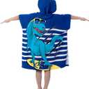 growell Hooded Kids Beach Towels - Toddler Bath Towel Girls Boys Swim Cover-ups for Ages 1 to 6 Kids Pool Towels Quick Dry Lightweight Soft Microfiber Poncho Towel 24x23 (Dinosaur Navy)