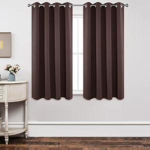 Joydeco Blackout Curtains 63 Inch Length 2 Panels Set, Thermal Insulated Long Curtains& Drapes 2 Burg, Room Darkening Grommet Drapes for Living Room Bedroom Window (W52 x L63 Inch, Chocolate)