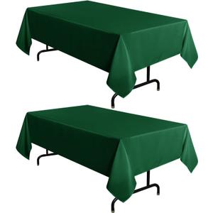  2 Pack Hunter Green Tablecloth 60 x 102 Inch, Rectangle 6 Feet Table Cloth - Stain and Wrinkle Resistant Washable Polyester Table Cover for Dining Tables, Buffet Parties and Camping