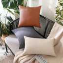MIULEE Pack of 2 Decorative Outdoor Solid Waterproof Throw Pillow Covers Faux Linen Garden Farmhouse Cushion Cases for Summer Patio Tent Balcony Couch Sofa 18x18 Inch Rust