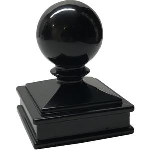 2.5" x 2.5" Aluminium Ball Top Post Cap for Metal Posts - Pressure Fit - Black
