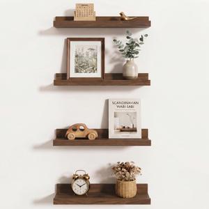 Axeman Picture Ledge Shelf, 24 Inch Walnut Floating Shelves Set of 4