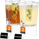 Lifewit 2 Gallon Drink Dispenser for Parties 2 Pcs, Large Plastic Beverage Container for Juice/Tea/Soda with Stand & Ice Core, Clear Lemonade Dispenser with Spigot, BPA Free Water Pitcher for Hosting