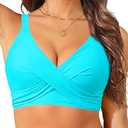 Women Bikini Top Only - Push Up Large Bust Swimsuit Top 2025 Twist Front Bathing Suit, Medium