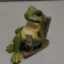 Miniature Frog Garden Statue Gifts Valentines Day Decorations Fairy Garden Accessories Outdoor Lights Solar Garden Frog Decor Art Housewarming Gift for Patio,Yard,Lawn Ornament,3.89"x2.36"x3.93 (Green)