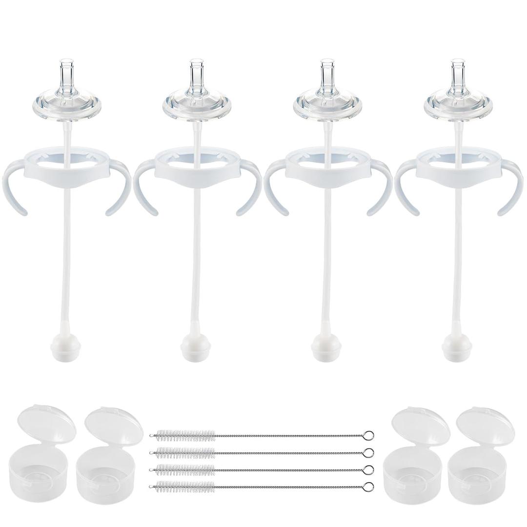 Straw Cup Conversion Kit for Philips Avent Natural Baby Bottles, Weighted Straw Sippy Cup Transition Kit with Soft Nipple and Handles for Toddler, Pack of 4