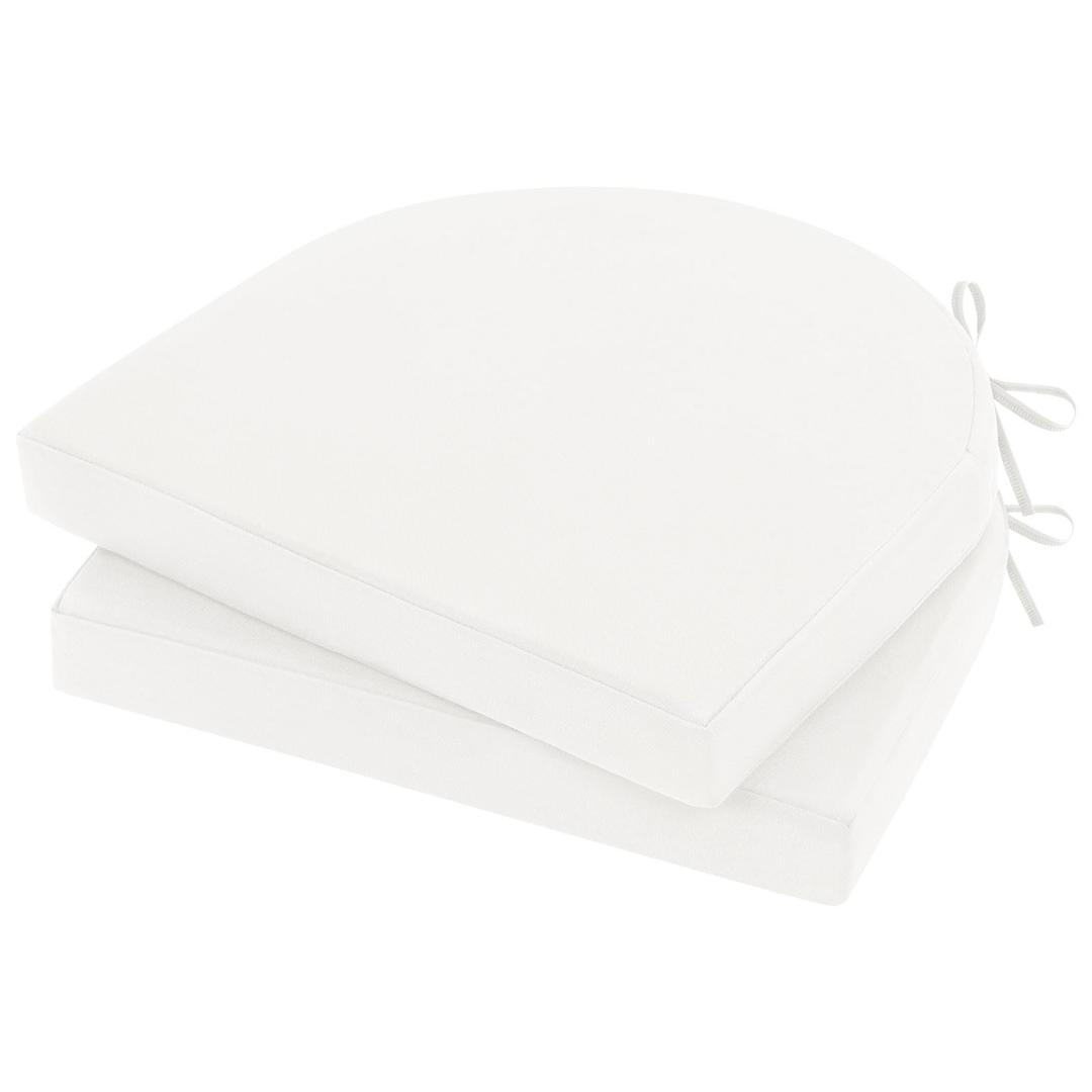 Topotdor Outdoor Chair Cushions Set of 2, 17"x16"x2" Waterproof Patio Chair Cushions for Outdoor Furniture, Round Corner Outdoor Seat Chair Pads with Ties for Patio Garden Dining Office, White