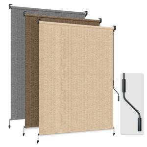 HOMEDEMO Outdoor Roller Shades for Patio, 4'W x 8' H Roll up Shade for Outside, Sun Roller Shade Cloth Roll Blinds Cordless Waterproof for Porch Gazebo Pergola Balcony Backyard Khaki