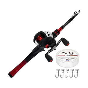 Kilitn Fishing Rod and Reel Combo, Baitcasting Combo Baitcast Reel 5 Foot Durable Fiberglass Telescopic Rod with Fishing Line Full Kits Comfortable Handle