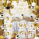 2026 Graduation Decorations - White Balloon Boxes with Letters 2026 Grad & So Proud of You and White Gold Print Balloons, Graduation Party Decorations Class of 2026 for Any Grades(White)