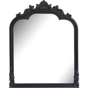 Black Arched Wall Mirror, Antique Baroque Wall Mirror Decoration, Fireplace/Entrance/Living Room/Bedroom/Kitchen/Farmhouse/Bathroom Home Decor(Black)