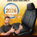Super Cover for Toyota Tacoma Seat Covers (Double Cab Gas Only): 2024 2025 2026 Full Set Faux Nappa Leather Coverage for Tacoma 4th Pickup Truck Accessories, Waterproof Car Seat Protector, Black