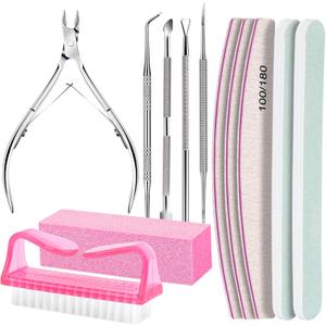 FANDAMEI Nail Care Kit, Nail Files 100/180, Nail Buffer Block, Cuticle Nippers, Cuticle Trimmer, Cuticle Pusher, Nail Tools, Nail Kit, Pedicure & Manicure Tools, Nail Prep Kit, Manicure Kit for Women