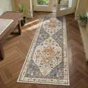 Lahome Felice Long Bathroom Rugs Runner, 2x6 Hallway Runner Rug, Oriental Machine Washable Soft Non Slip Non Shedding Low Pile Printed Indoor Throw Carpet Runner for Entryway Bathroom Laundry, Gold