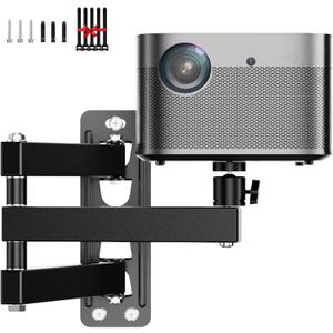 Foldable Projector Wall Mount Universal Adjustable Bracket Mount 1/4" Screw, Adjustable Tilt&Swivel Hanging Holder Wall Mount Hanger Rack Stand for Mini Projector with Cable Ties (Black)