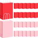Chivertion 100 Pcs Valentine Red Pink Paper Gift Bags Bulk with Handles, 8.27 x 5.91 x 3.15 Inches Small Party Favor Bags Goodies Bag for Valentine's Day, Wedding, Birthdays, Small Business, Shopping