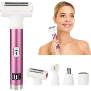 2025 Led Display Electric Razor,Beauty Women's Wet & Dry Electric Shaver, Painless 4 in 1 Painless Body Razors,Cordless 3-Blade Ladies Shaver for Legs, Arm, Underarms, Bikini (Purple)