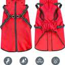Dog Raincoat Waterproof Dog Hoodie Reflective Dog Raincoat Hooded Adjustable Rain Jacket for Small Medium Large Dogs Puppies (Red, L)