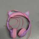 Kids Headphones, Safe 85db Volume Control Light Up Cat Ear Headphones for iPad Fire Tablet Kindle, On-Ear LED Children Headphones for School Learning Travel - Purple/Pink