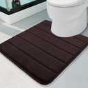 Buganda Memory Foam U-Shaped Contour Toilet Rugs, Non Slip Absorbent, Thick Soft Washable Bathroom Mat, Floor Carpet Bath Rugs Mat for Toilet Base (24" x 20", Brown)