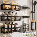 Veken Rustproof & Waterproof Shower Caddy 6-Pack, No Drilling Adhesive Shelves Rack with Soap Holder, Large Capacity Bathroom Organizers and Storage, Wall-Mounted Kitchen & Home Decor (6-Piece Set, Black)