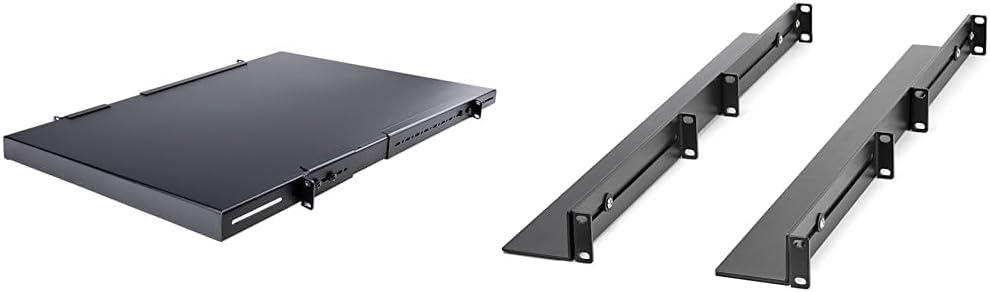 StarTech.com 1U 4-Post Adjustable Server Rack Mount Shelf - 330lbs(150 kg) & 1U 19 inch Server Rack Rails - 24-36 inch Adjustable Depth