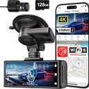 REDTIGER 4K STARVIS 2 Dash Cam Front and Rear, 5GHz WiFi 20MB/s Download, 128GB Card Included, Voice Control, Dash Camera for Cars with 3.18" Touch Screen, GPS, Loop Recording, Parking Mode(F7N Touch)