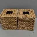 Set of 2 Water Hyacinth Handwoven Tissue Box Cover, Natural Handmade Wicker Napkin Box Holder, Handcrafted Square Facial Tissue, Rustic Decorative on Table and Bathroom, Office, Boho Decorative