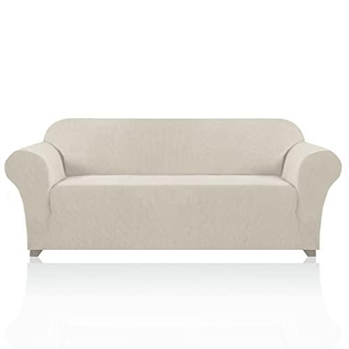 PrinceDeco Stretch Sofa Cover Slipcover Couch Covers for 3 Cushion Couch Furniture Protector Sofa Covers with Non Slip Elastic Bottom Dogs Pet Friendly Fitted (Sofa, Island Fossi)